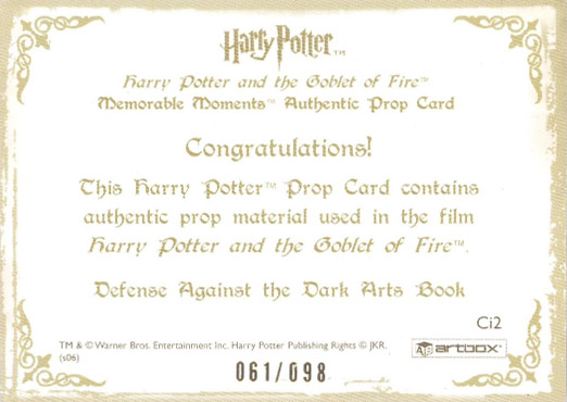 Ci2 - Defense Against the Dark Arts Book - Back