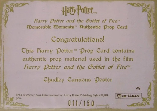 P5 - Chudley Cannons Poster - Back