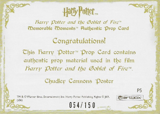 P5 - Chudley Cannons Poster - Back