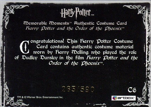 C6 - Dudley Dursley's Shirt - Back