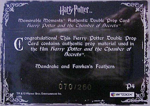 P4 - Mandrake and Fawkes's Feather - Back