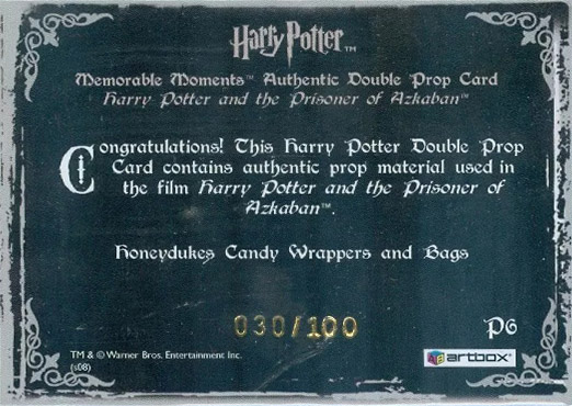 P6 - Honeydukes Candy Wrappers and Bags - Back