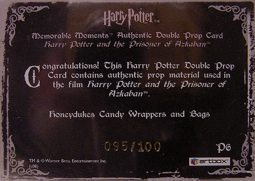 P6 - Honeydukes Candy Wrappers and Bags - Back