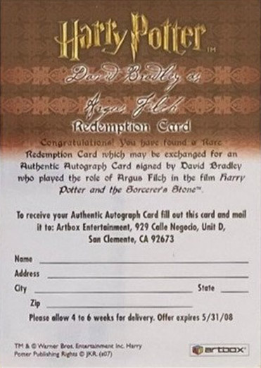 Redemption Card Reverse