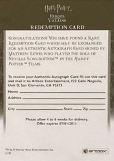 Redemption Card Reverse