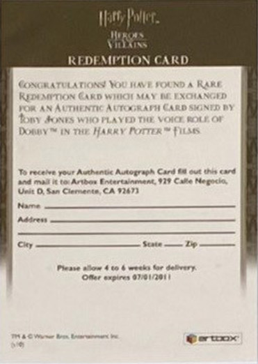 Redemption Card Reverse