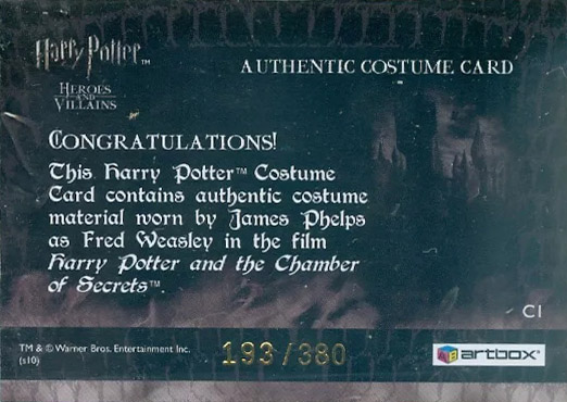 C1 - Fred Weasley's School Uniform - Back