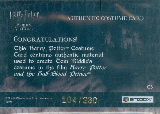 C5 - Tom Riddle's School Uniform - Back