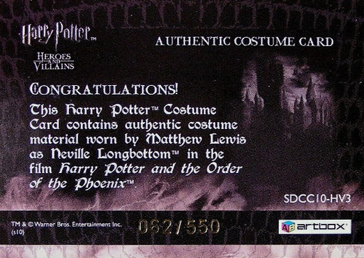 SDCC10-HV3 - Neville Longbottom - Back