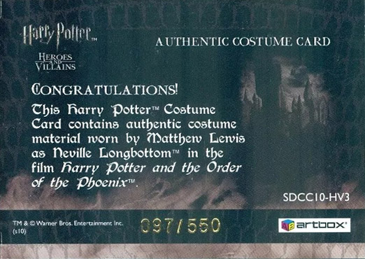 SDCC10-HV3 - Neville Longbottom - Back