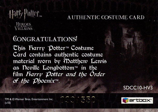 SDCC10-HV3 - Neville Longbottom - Back