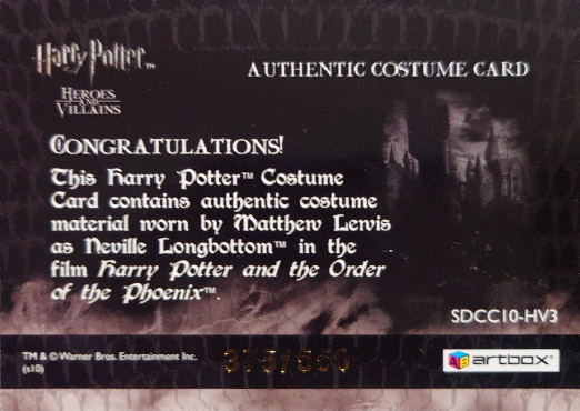 SDCC10-HV3 - Neville Longbottom - Back